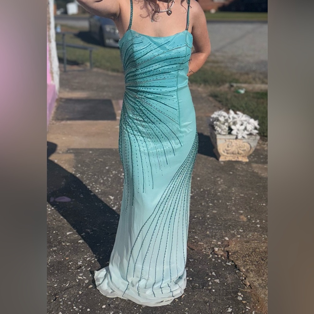 Elegant Aqua Evening Gown